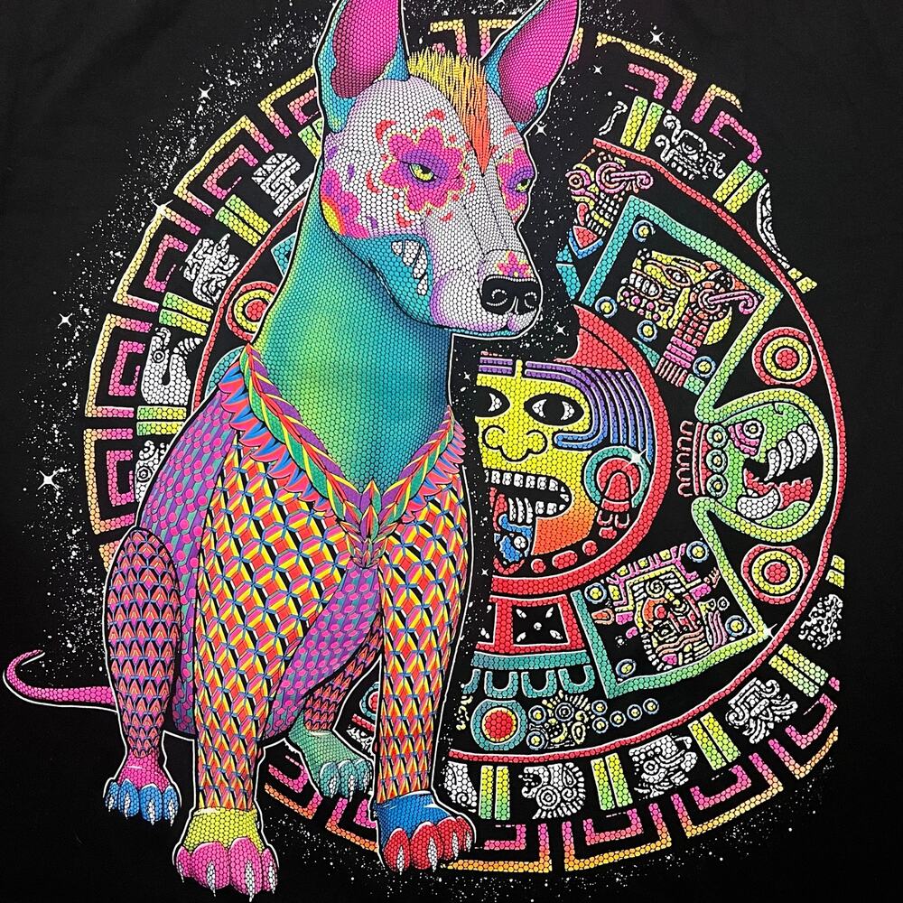 Aztec Sun Stone Xolo Dog Graphic T-Shirt Mexico | XL - Picture 4 of 4